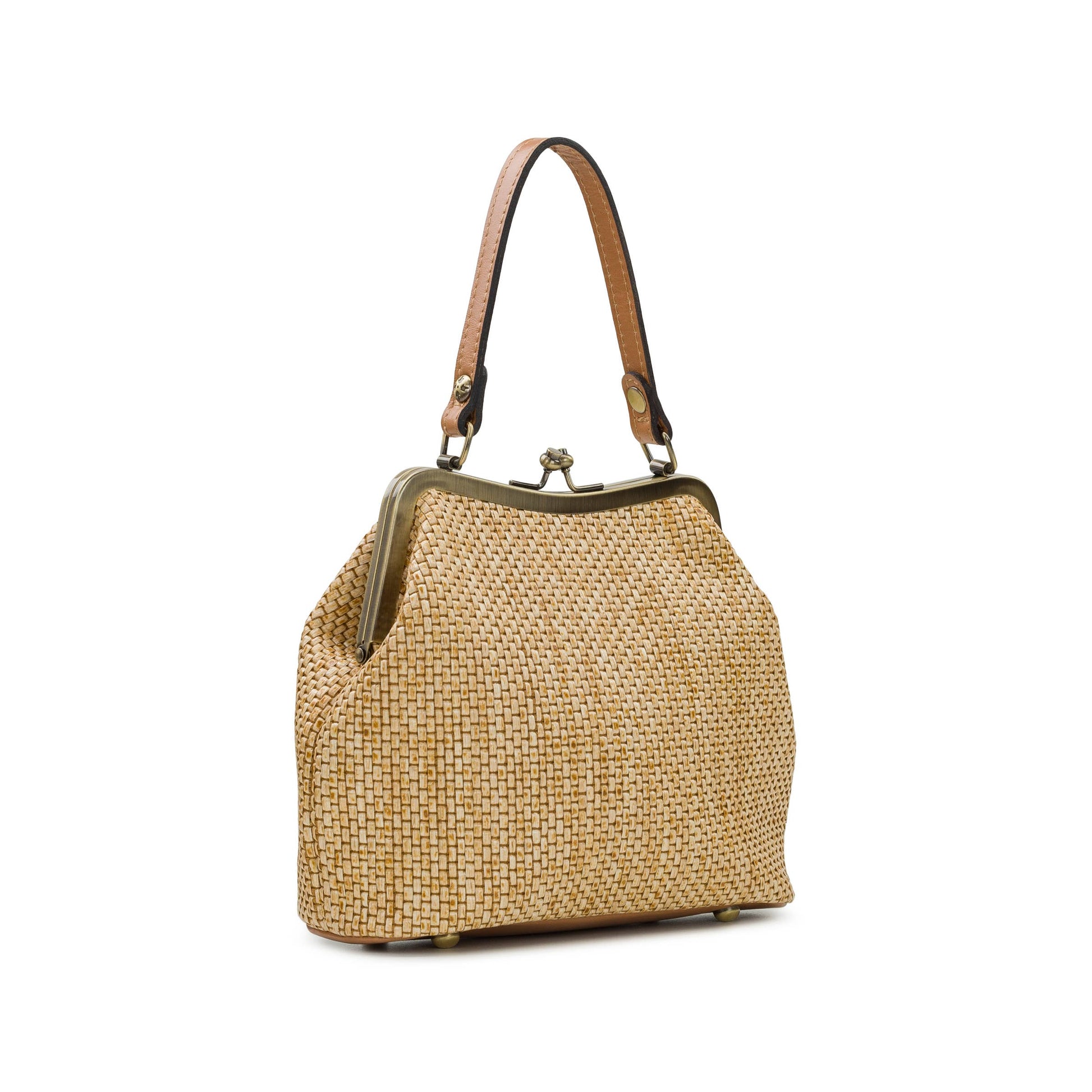 Patricia Nash Laureana woven satchel with an attached colorful scarf, featuring burnished leather in spring multi colors.