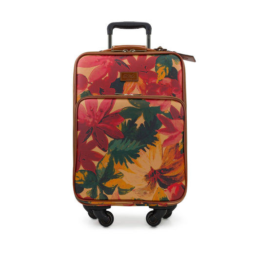 Patricia Nash Vettore Trolley in Spring Multi with floral pattern, durable wheels, and spacious interior for travel.