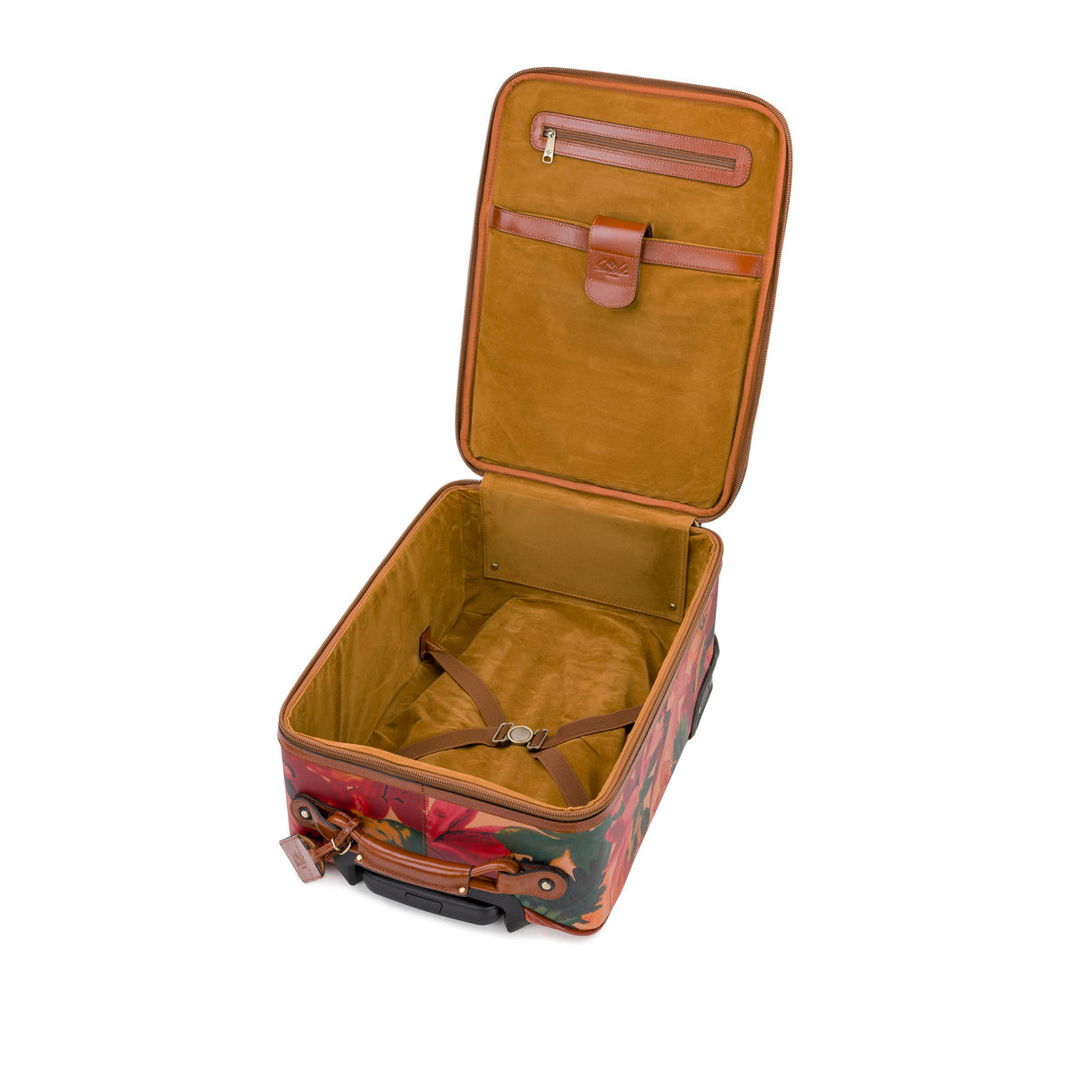 Patricia Nash Vettore Trolley in Spring Multi with floral design and sturdy wheels for travel and convenience.