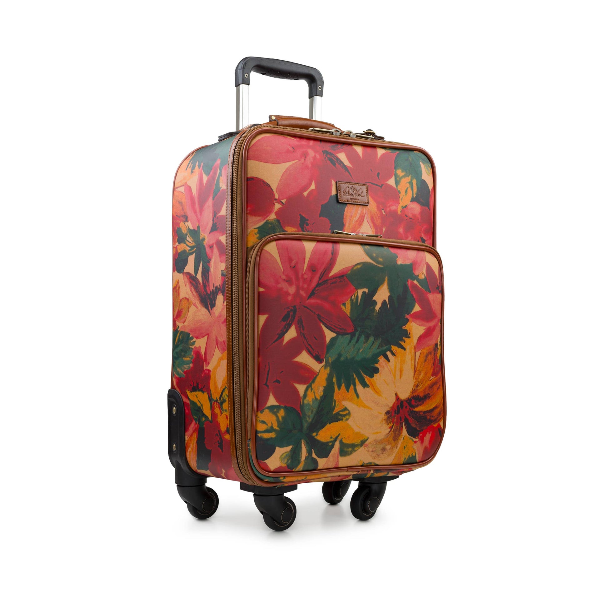 Patricia Nash Vettore Trolley in Spring Multi with floral pattern, featuring sturdy handles and spacious compartments.