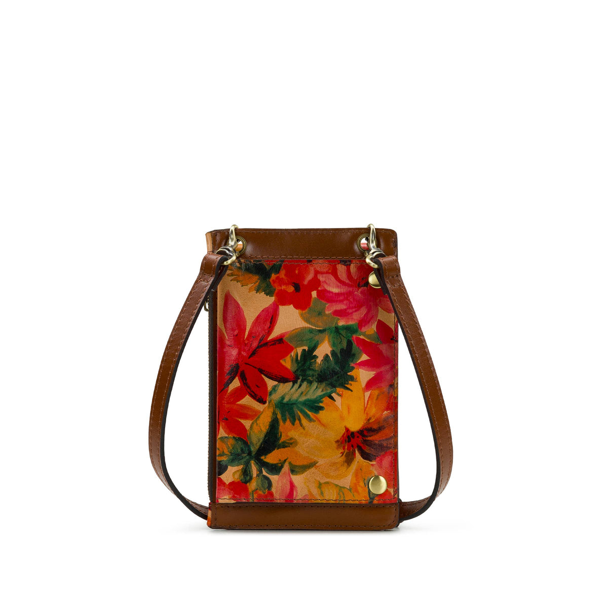 Patricia Nash Chiavella phone crossbody bag with adjustable strap, featuring textured leather and compact design.