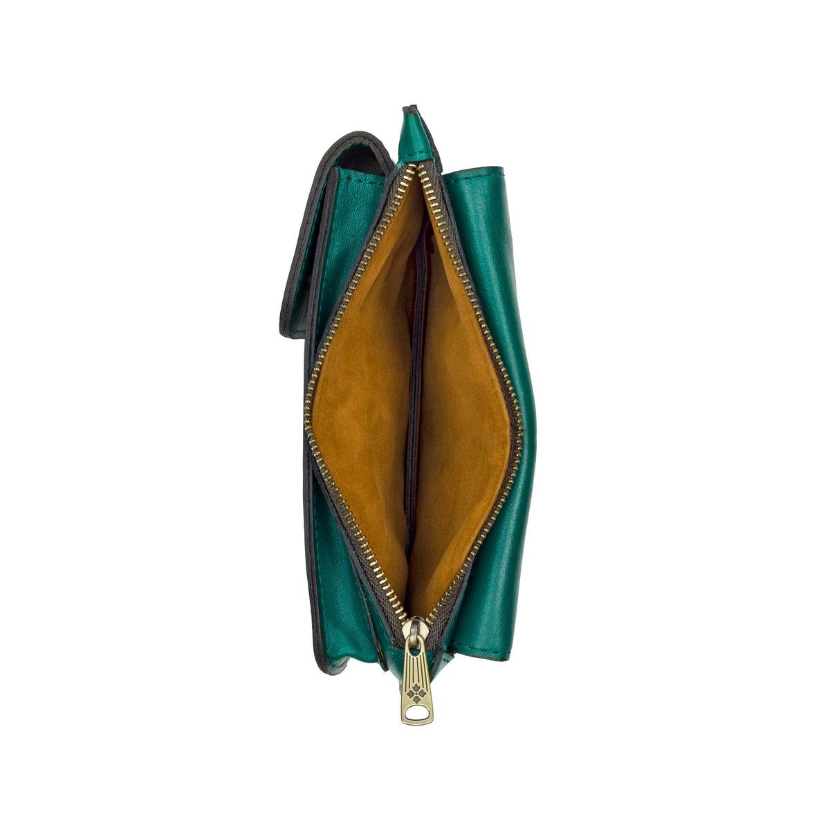 Patricia Nash Chiavella phone crossbody bag in leather with adjustable strap and detailed stitching.