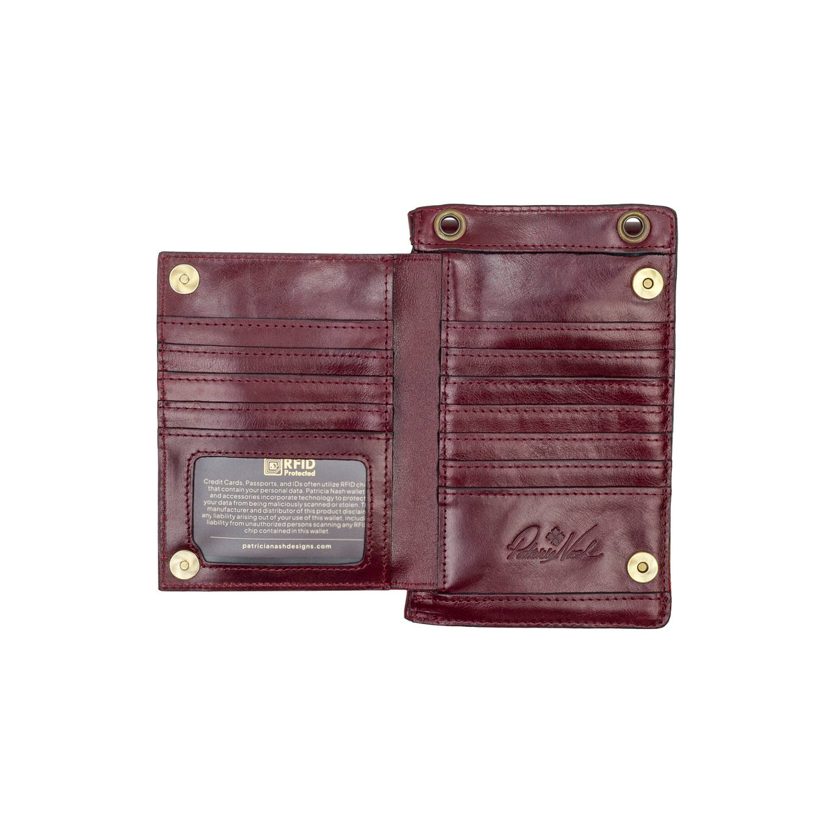Patricia Nash Chiavella phone crossbody bag with tan leather and adjustable strap, featuring vintage-inspired design and gold hardware.