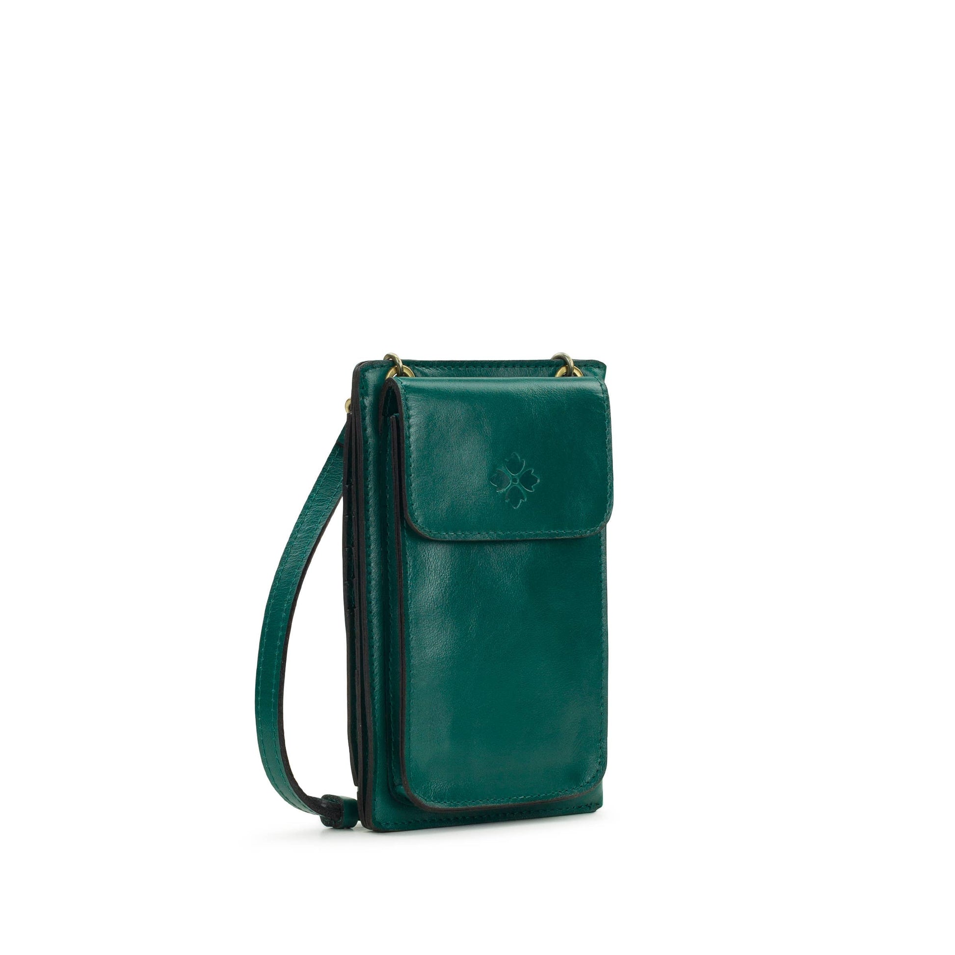 Patricia Nash Chiavella phone crossbody bag with leather strap and detailed design, perfect for carrying essentials.