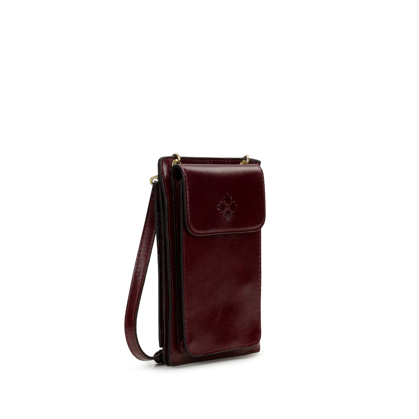 Patricia Nash Chiavella phone crossbody bag with leather strap and textured design, compact and stylish for everyday use.