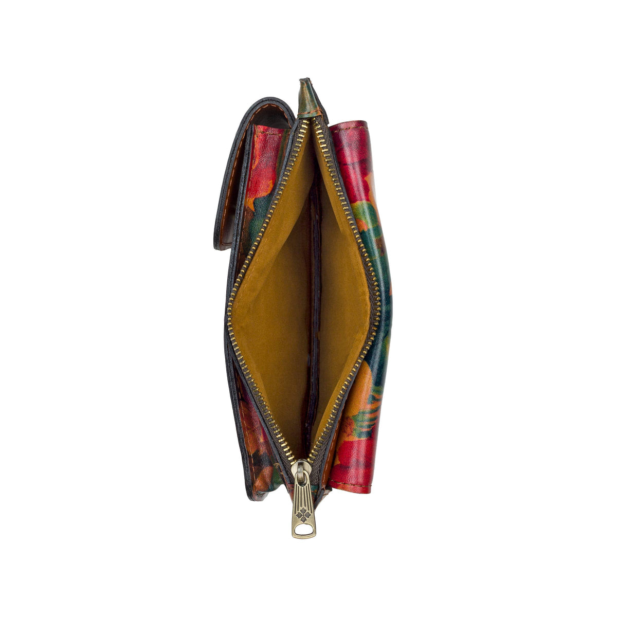 Patricia Nash Chiavella phone crossbody bag featuring a brown leather strap and textured design for stylish everyday use.