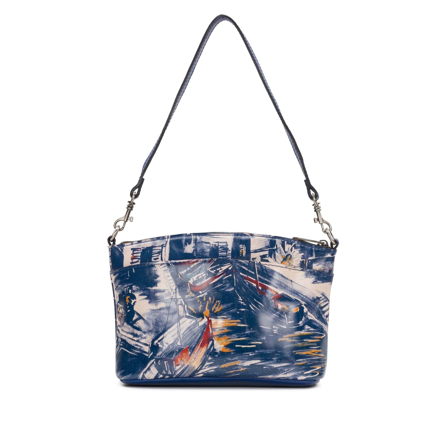 Patricia Nash Arlee Crossbody bag with leather strap, detailed stitching, and vintage-inspired design on a neutral background.