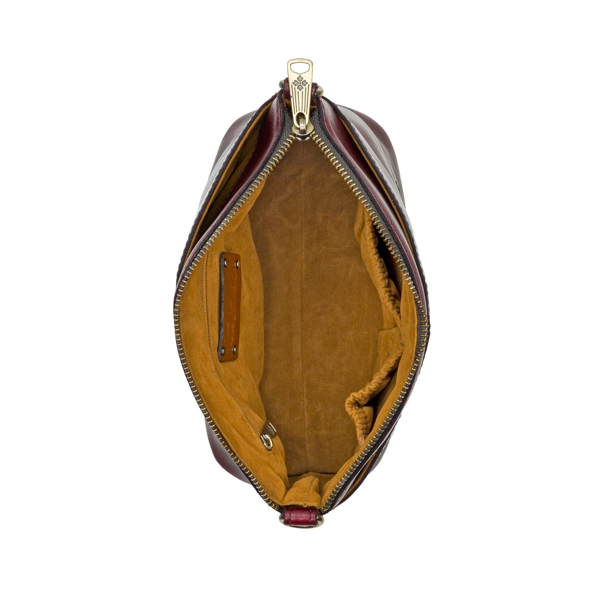 Patricia Nash Arlee crossbody bag with textured leather, adjustable strap, and front flap closure.