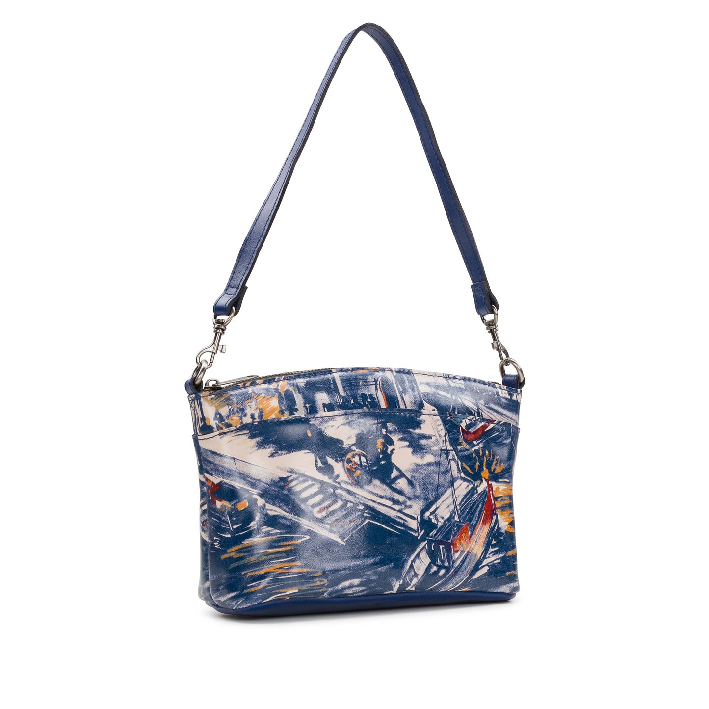 Patricia Nash Arlee Crossbody bag in tan leather with adjustable strap and gold-tone hardware.