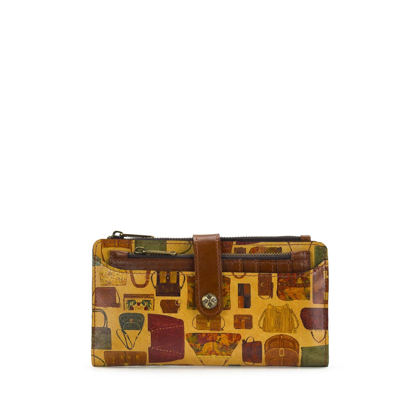 Patricia Nash Paladina Wallet with distressed leather finish, multiple card slots, and secure snap closure.