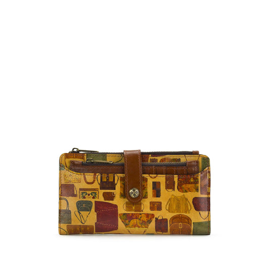 Patricia Nash Paladina Wallet with distressed leather finish, multiple card slots, and secure snap closure.
