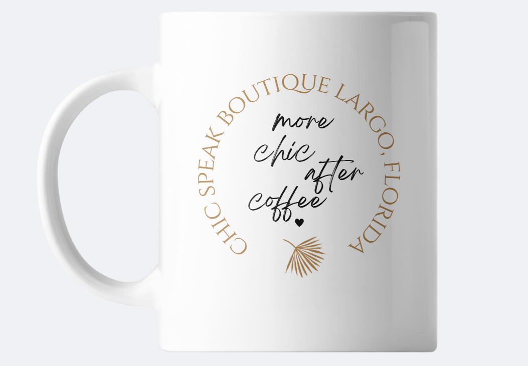 Quote print featuring "More Chic After Coffee" by Quotable Life on cream background with stylish typography.
