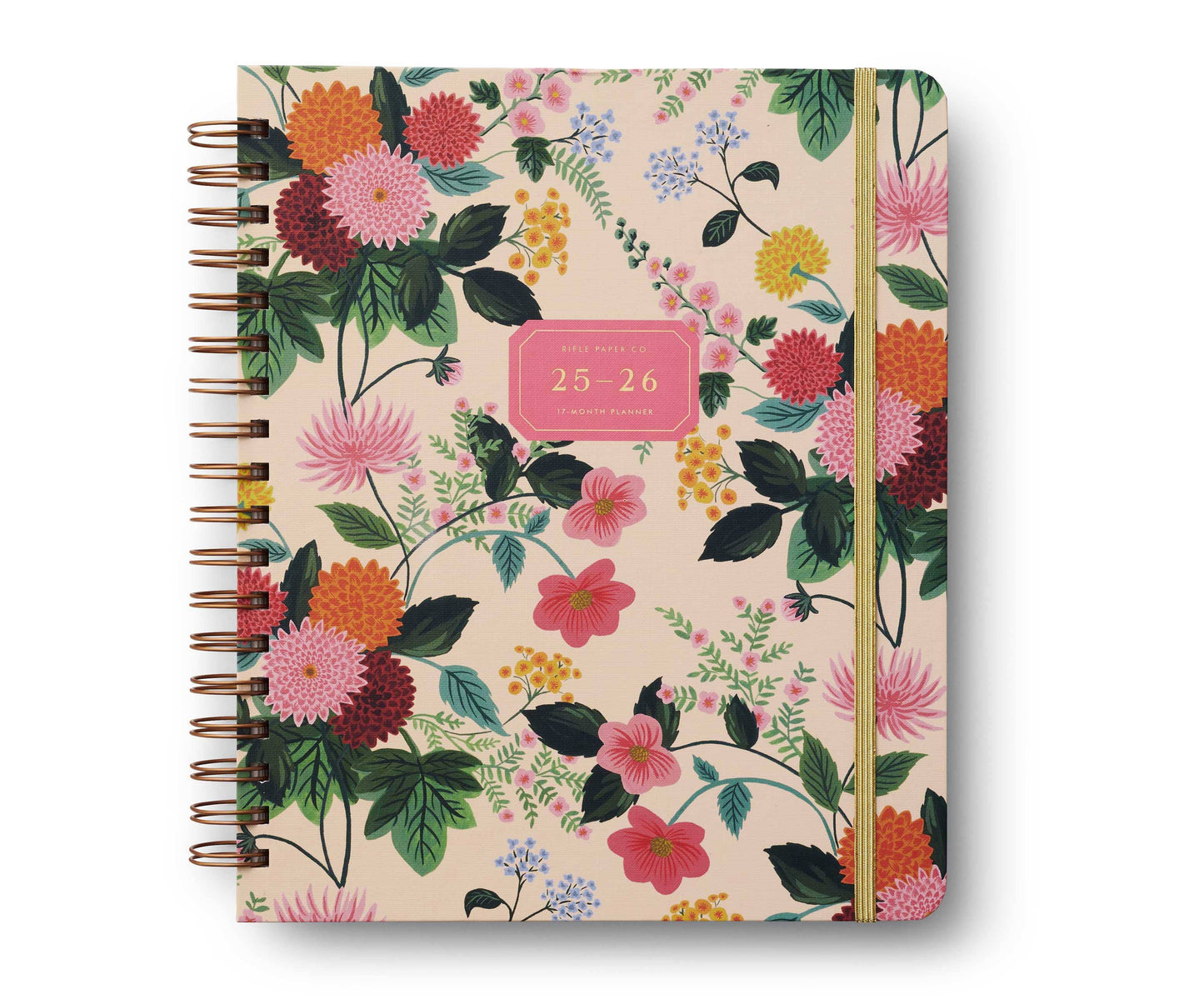 2026 Dahlia Rifle Paper Company 17-Month Academic hardcover spiral planner with floral cover design