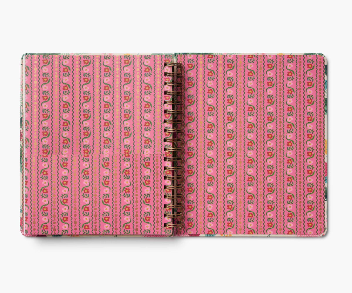 2026 Dahlia 17-Month Academic hardcover spiral planner by Rifle Paper Company featuring vibrant floral cover design