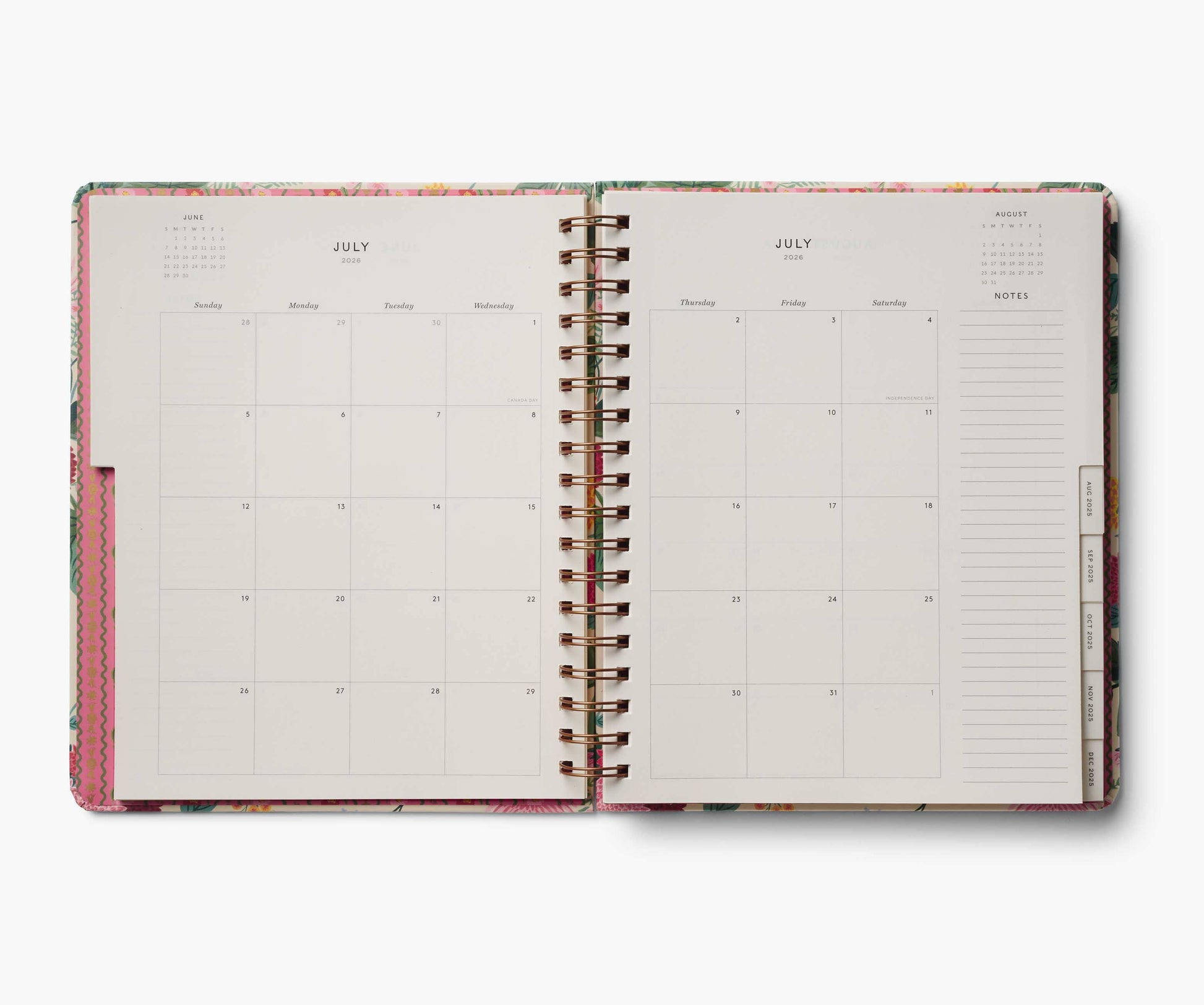 2026 Dahlia 17-Month Academic hardcover spiral planner by Rifle Paper Company with floral cover design and spiral binding.
