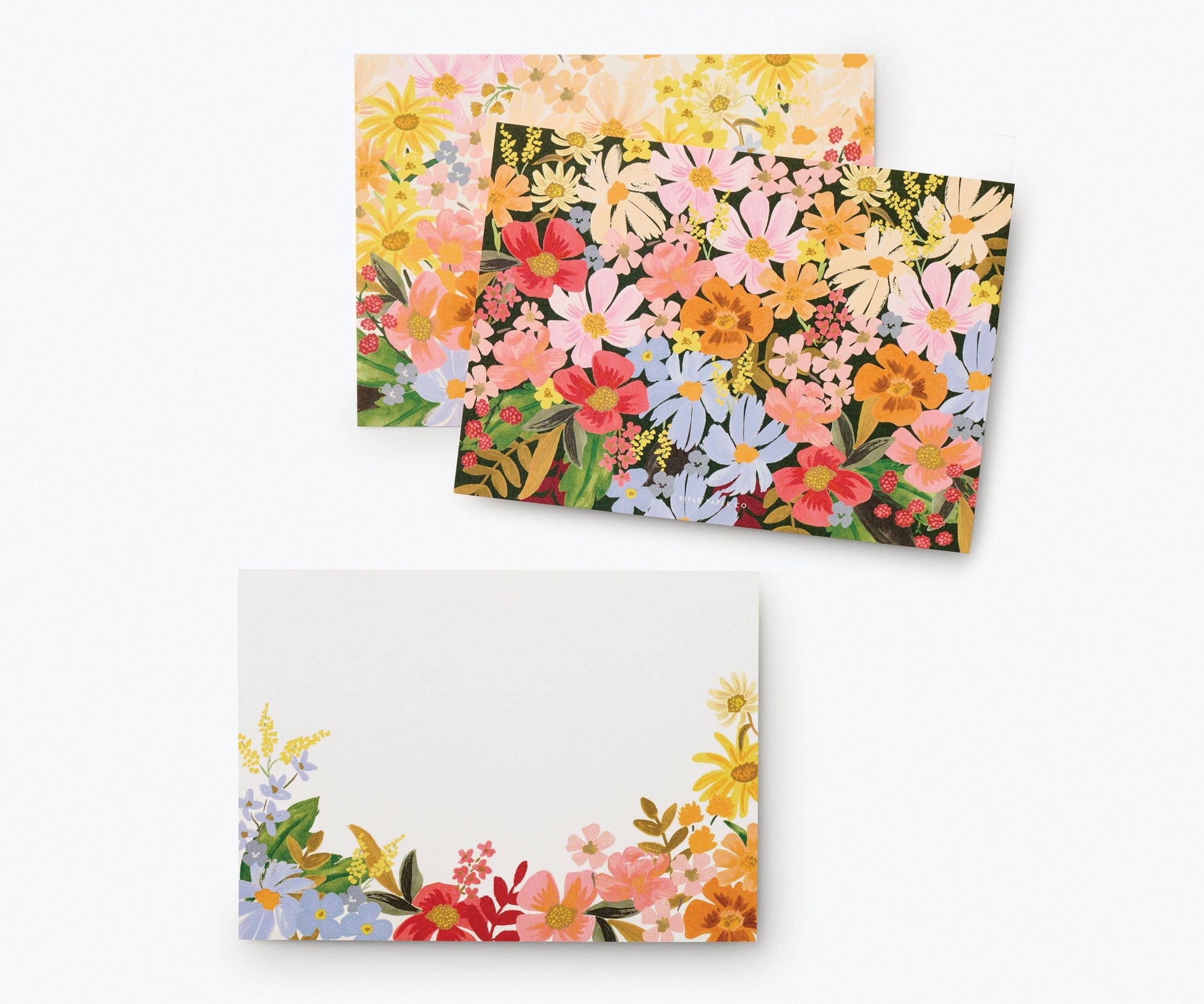 Rifle Paper Company Marguerite stationery set includes floral patterned notecards and envelopes with elegant design.