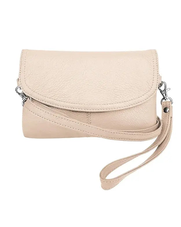 Roma Leathers cowhide leather crossbody clutch bag with sleek design and durable craftsmanship.