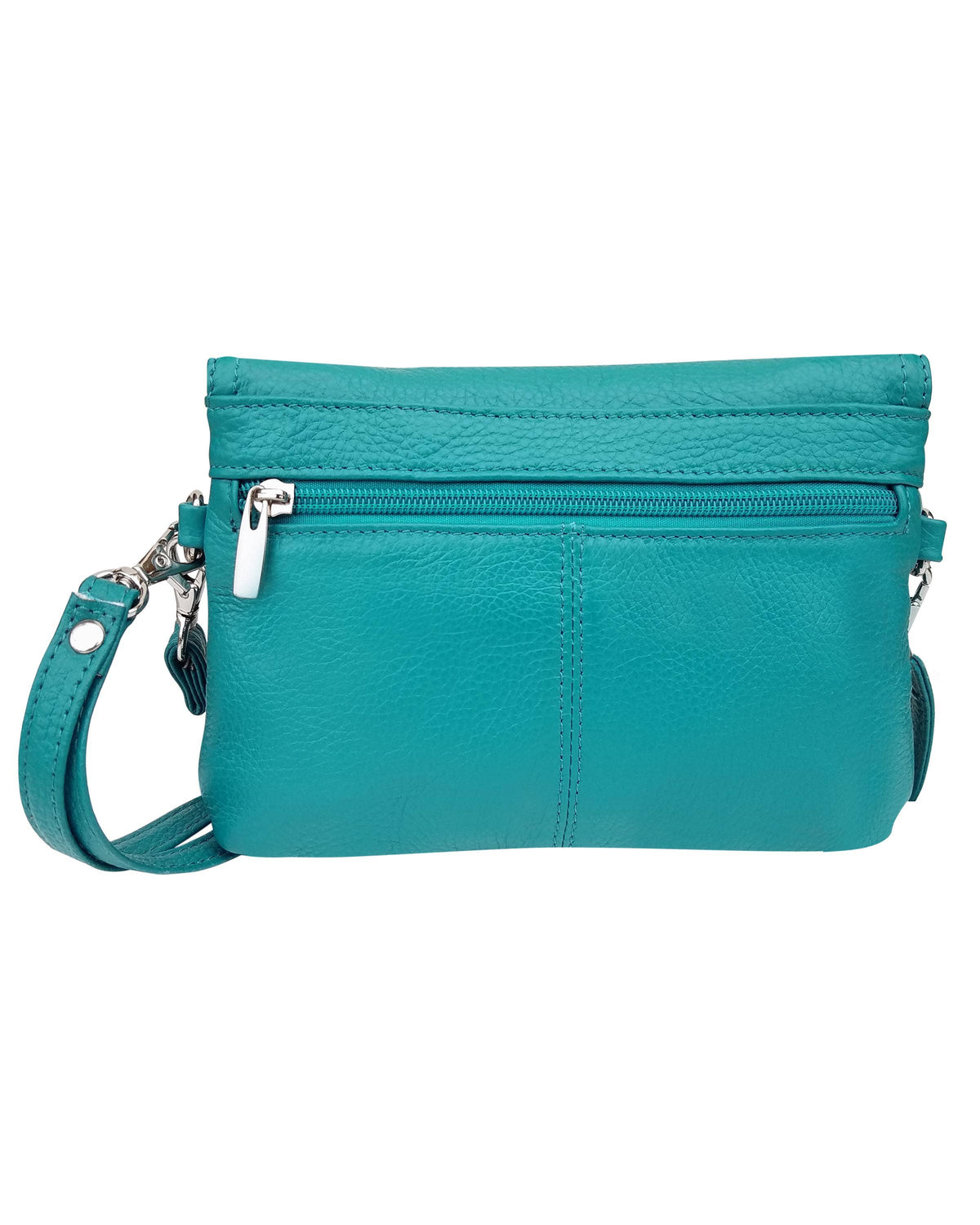 Roma Leathers cowhide leather crossbody clutch bag with sleek design and adjustable strap, perfect for stylish everyday carry.