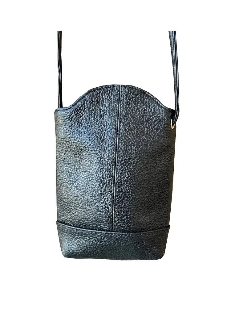 Small cowhide leather crossbody bag for phone by Roma Leathers, Inc., featuring a compact design and smooth leather finish.