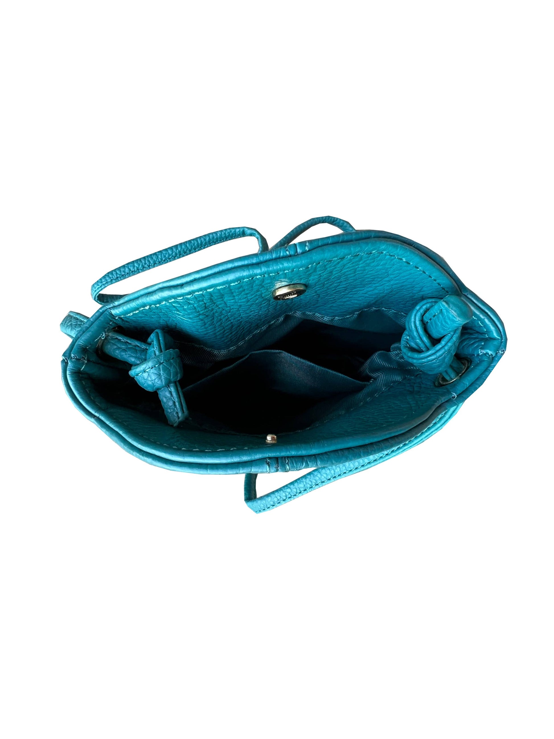 Roma Leathers cowhide leather small crossbody bag with phone compartment, featuring a sleek, compact design for everyday use.