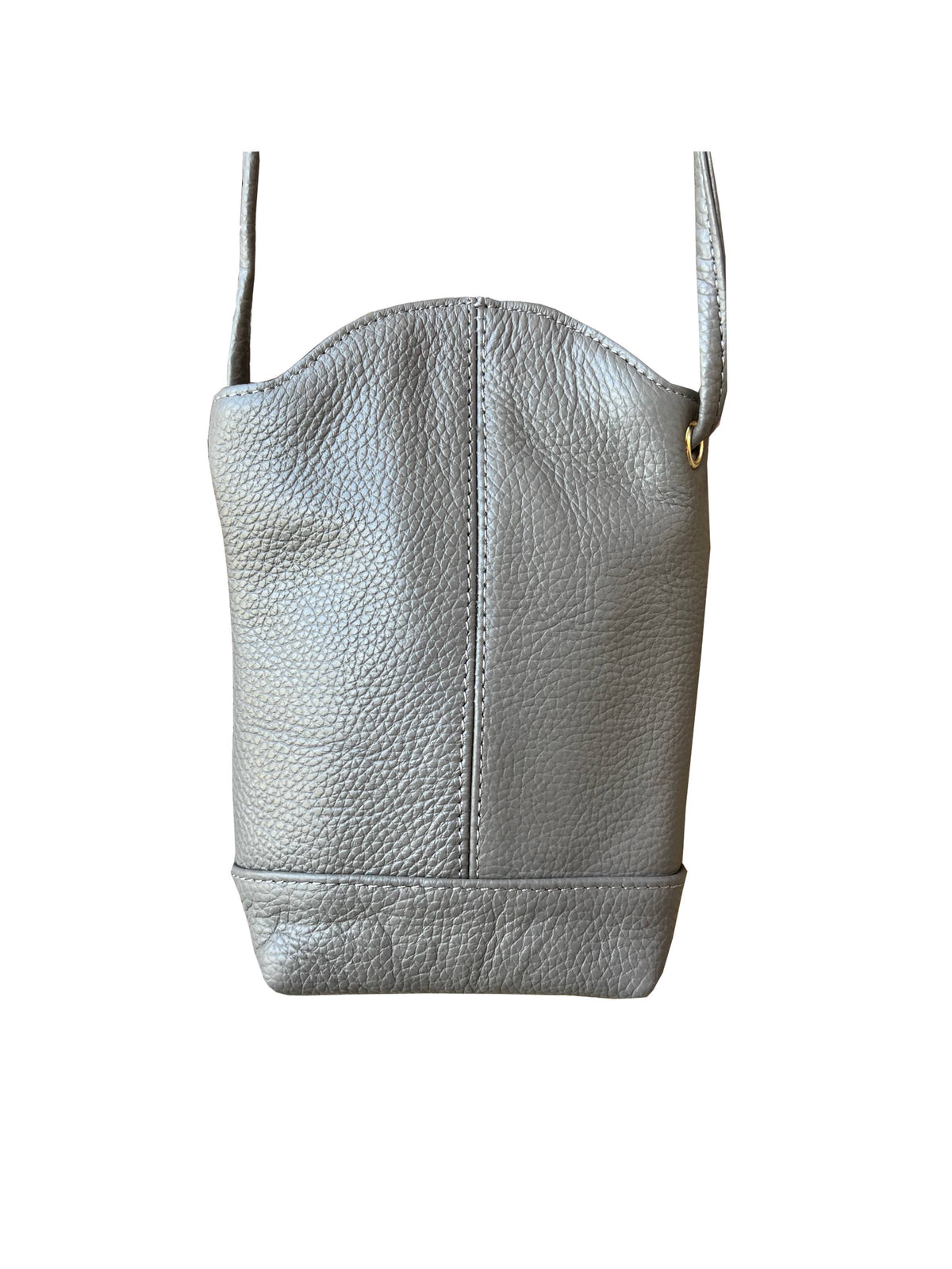 Roma Leathers small cowhide leather crossbody bag with phone compartment, featuring natural textured brown leather and adjustable strap.