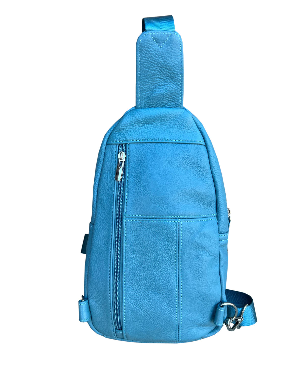 Roma Leathers cowhide leather sling bag with adjustable shoulder strap, showcasing its stylish and durable design.