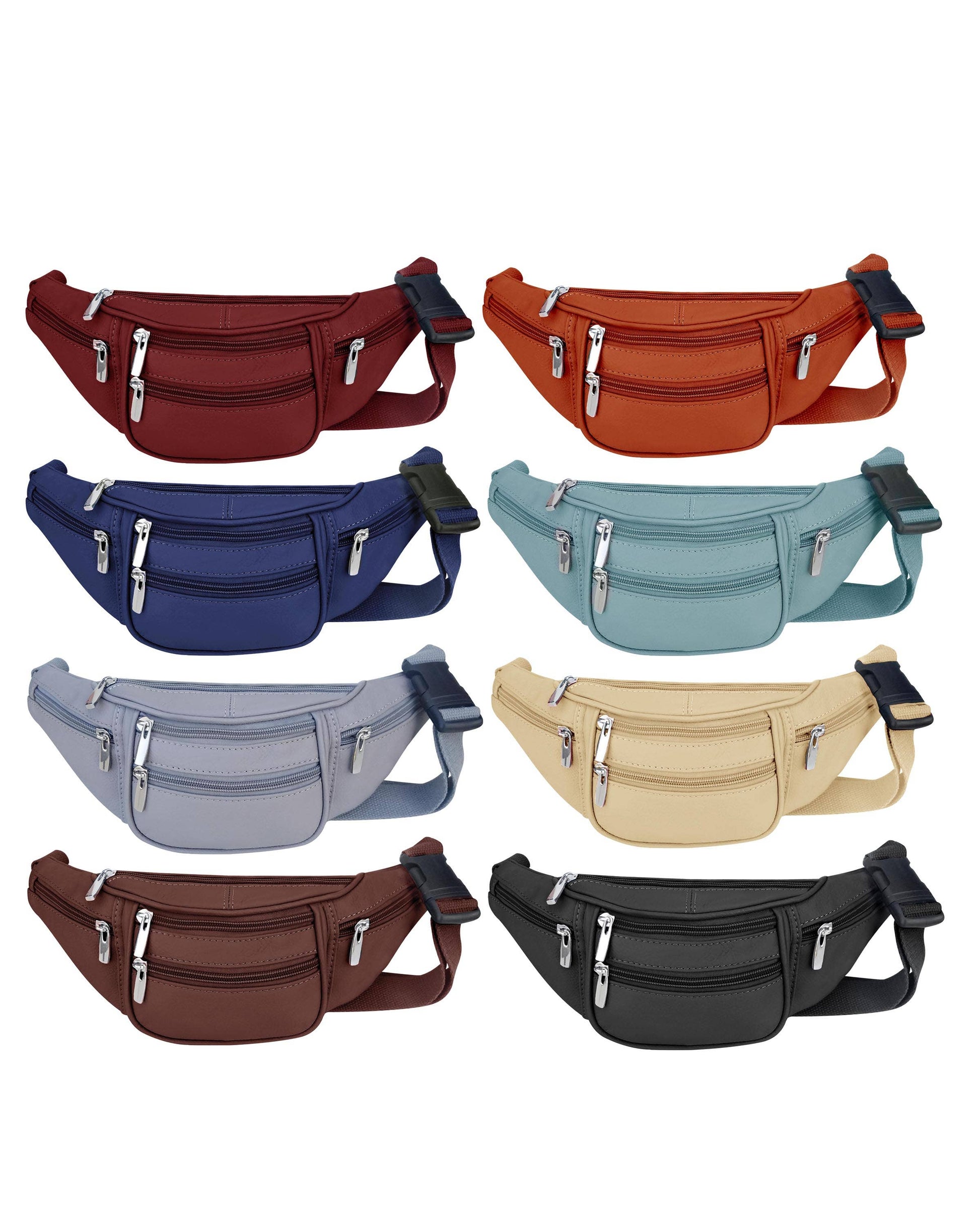Roma Leathers mini fanny pack with adjustable strap and zippered pocket, made of durable leather in a compact, stylish design.