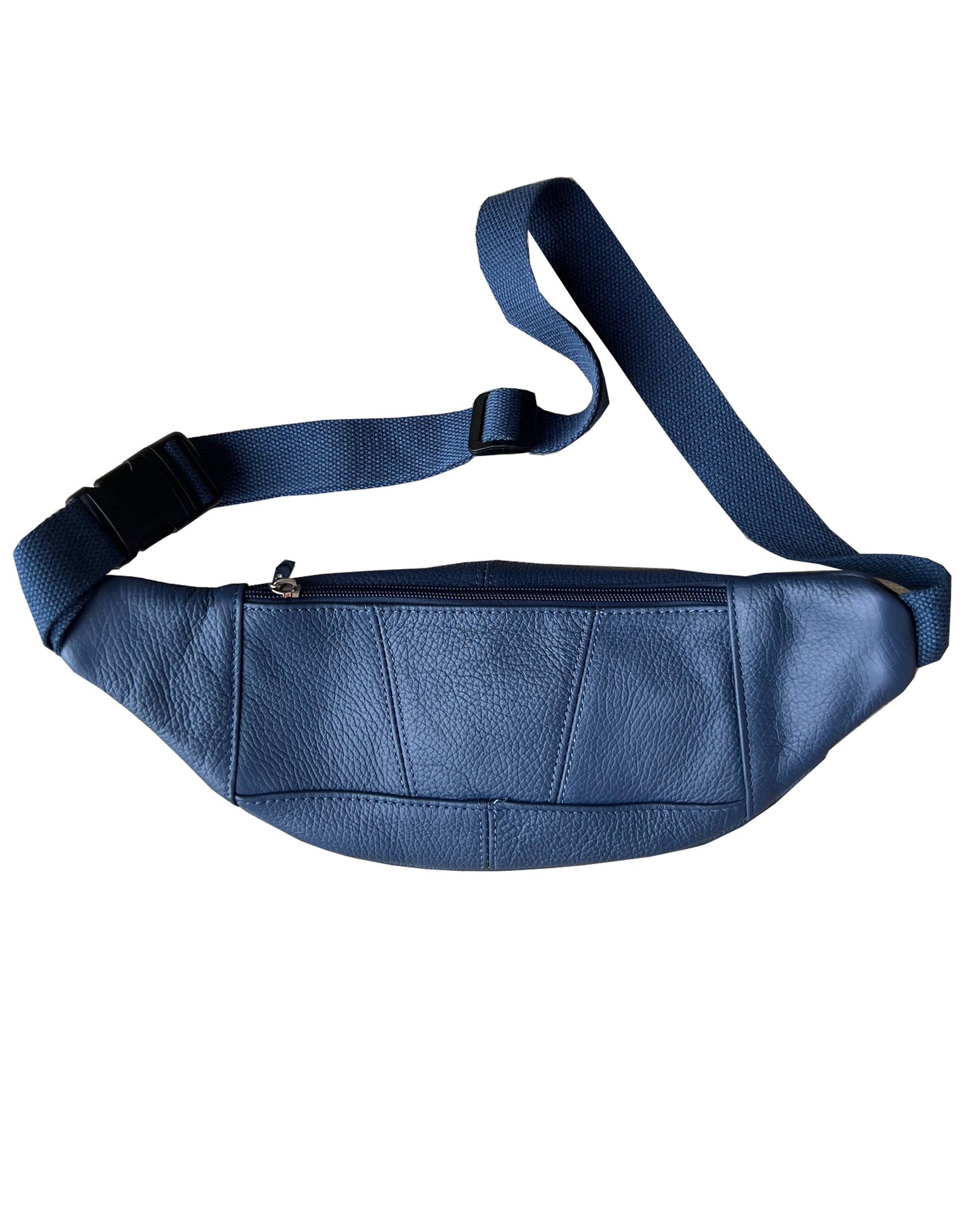 Roma Leathers mini fanny pack with adjustable strap and leather finish, designed for convenient hands-free carrying.