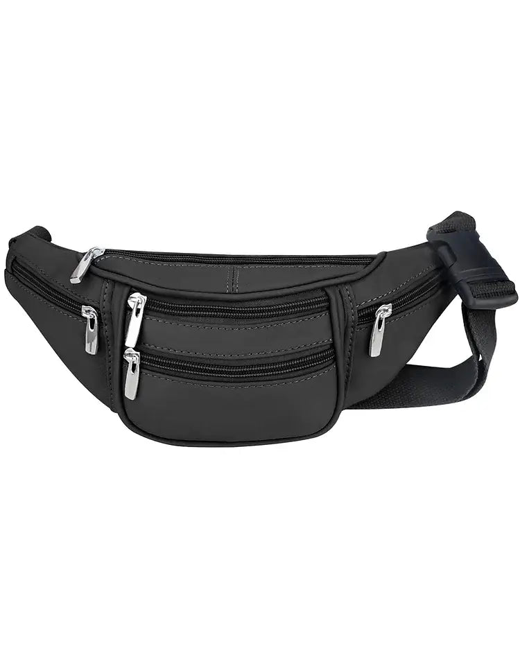 Roma Leathers mini fanny pack with adjustable strap and zipper closure, made from durable leather.