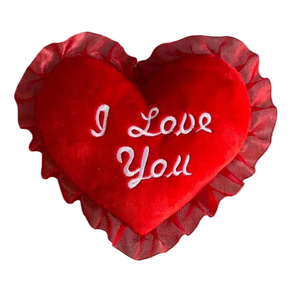 Soft 9-inch plush heart toy from Roma Leathers, Inc., featuring a cute, cuddly design perfect for hugging or gift-giving.