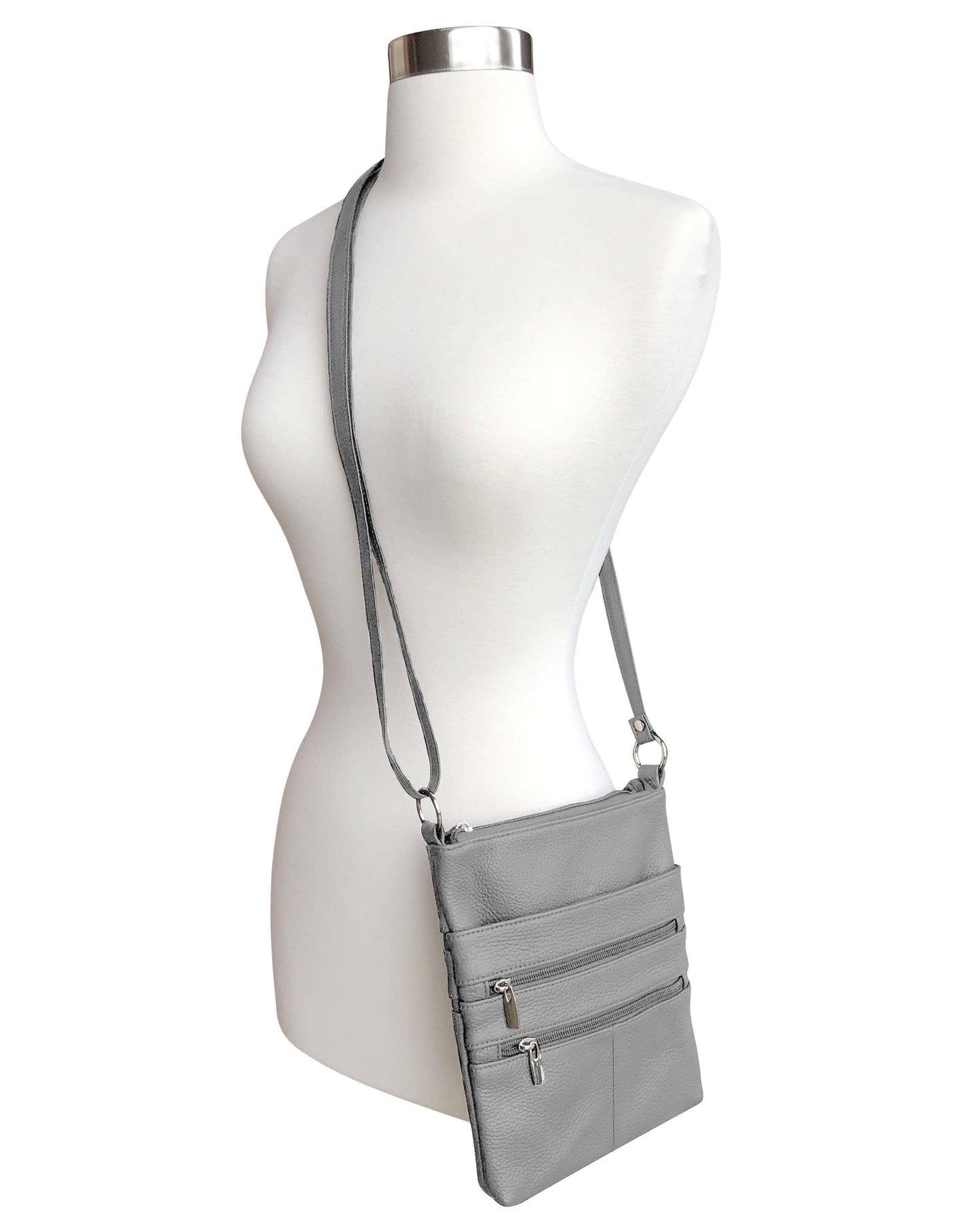 Roma Leathers cowhide leather crossbody shoulder bag with adjustable strap and rustic finish, stylish and durable for everyday use.