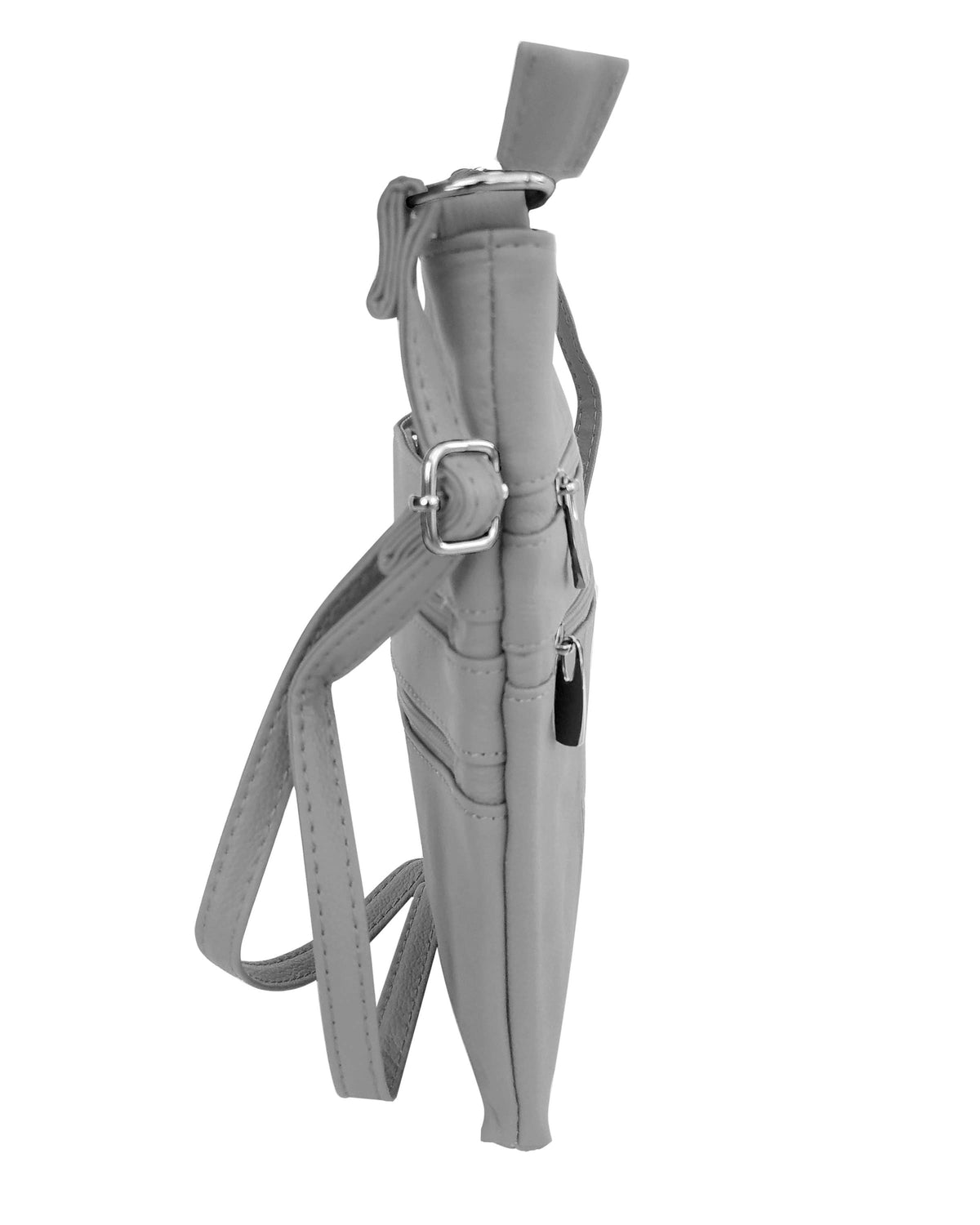 Roma Leathers cowhide leather crossbody shoulder bag with adjustable strap and classic design, shown in natural light.