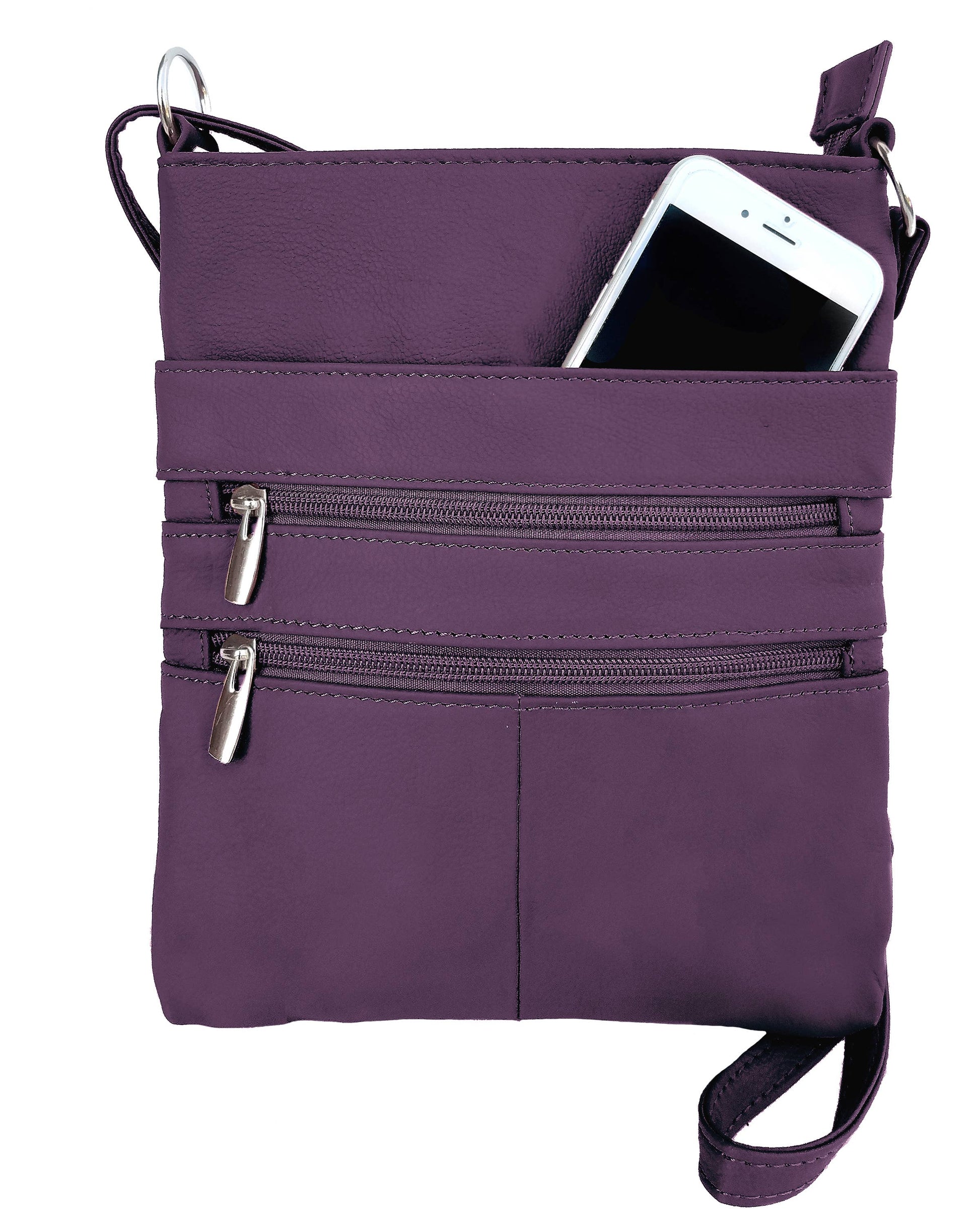 Roma Leathers cowhide leather crossbody shoulder bag with adjustable strap and rustic finish, stylish for everyday use.