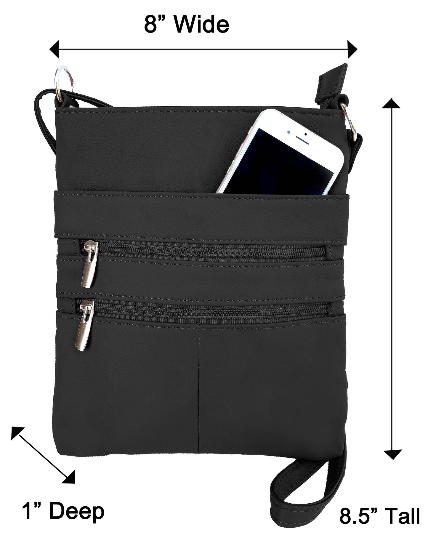 Roma Leathers cowhide leather crossbody shoulder bag with adjustable strap and classic design, perfect for everyday use.