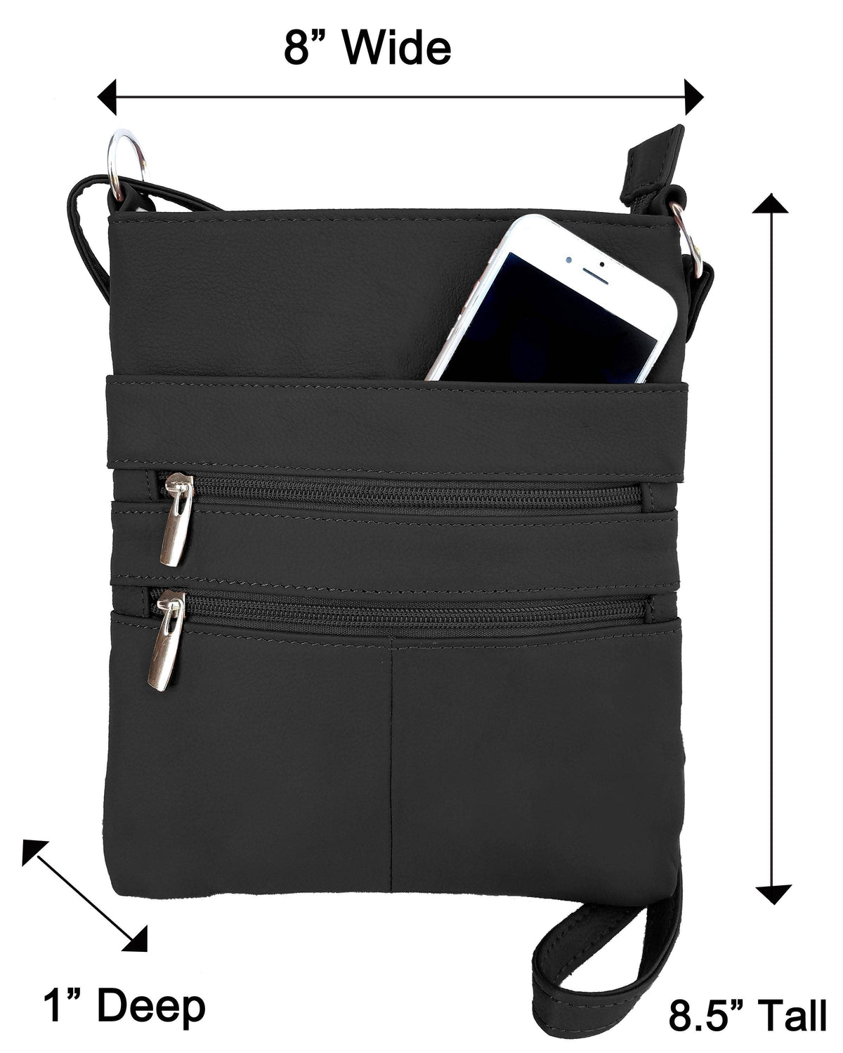 Roma Leathers cowhide leather crossbody shoulder bag with adjustable strap and classic design, perfect for everyday use.