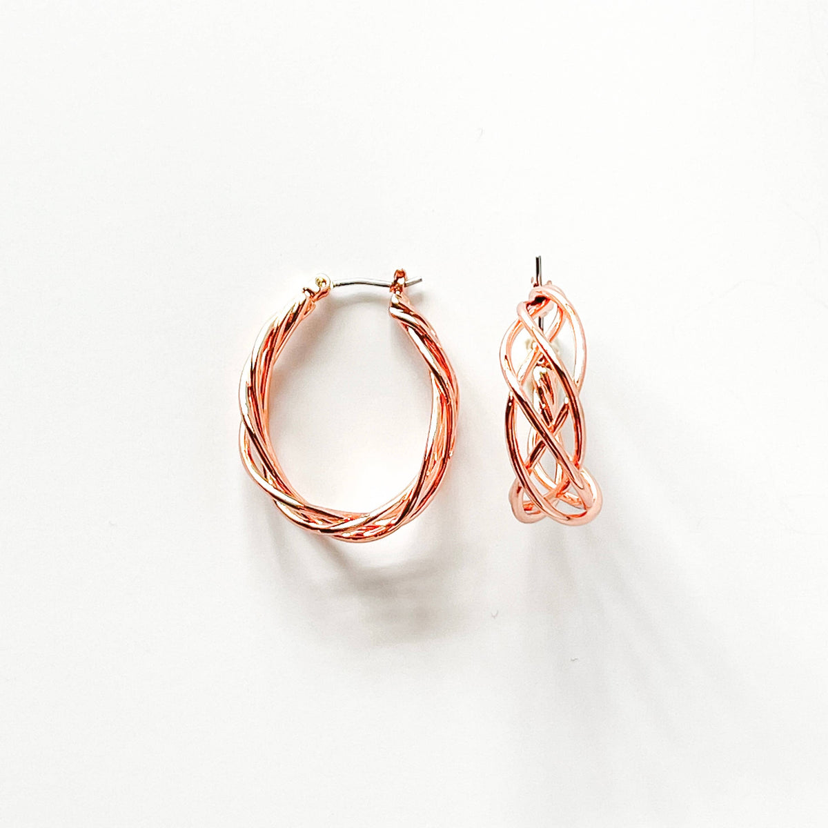 Fashion wire braided teardrop hoop earrings by S & A Fashions featuring intricate braided design and lightweight metal construction.