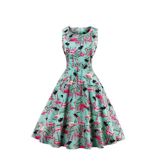 Floral sleeveless dress by SALINA TRADING INC featuring a vibrant floral pattern and lightweight fabric.