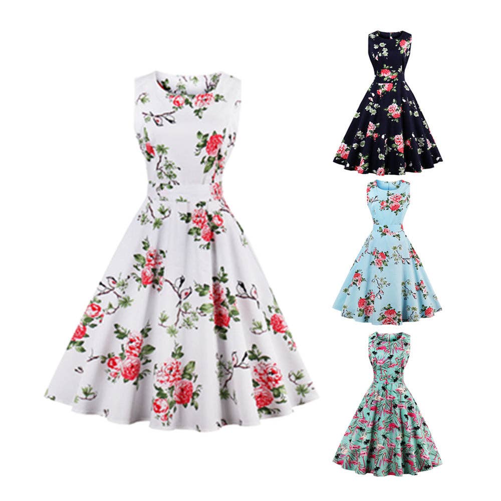 Floral sleeveless dress by SALINA TRADING INC featuring a vibrant pattern and lightweight fabric, perfect for warm weather.