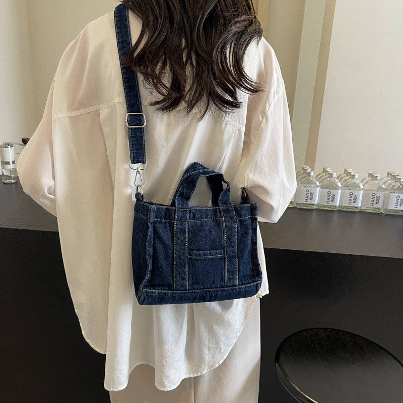 Salina Trading Inc denim handbag with sturdy straps and stylish design, perfect for casual or everyday use.
