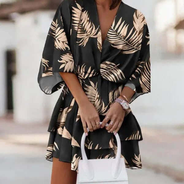 Boho V-neck dolman sleeve dress by SALINA TRADING INC, featuring a relaxed fit and stylish design perfect for casual wear.