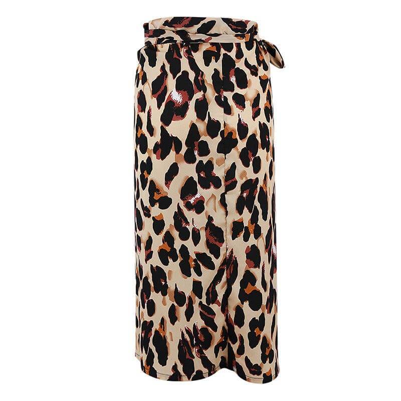 Leopard print skirt by SALINA TRADING INC featuring a stylish design with animal print fabric, perfect for casual or fashionable wear.