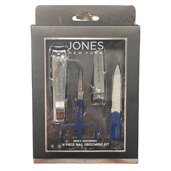 St Louis Wholesale LLC men's grooming nail kit with four tools including nail clippers, scissors, and tweezers for grooming needs.