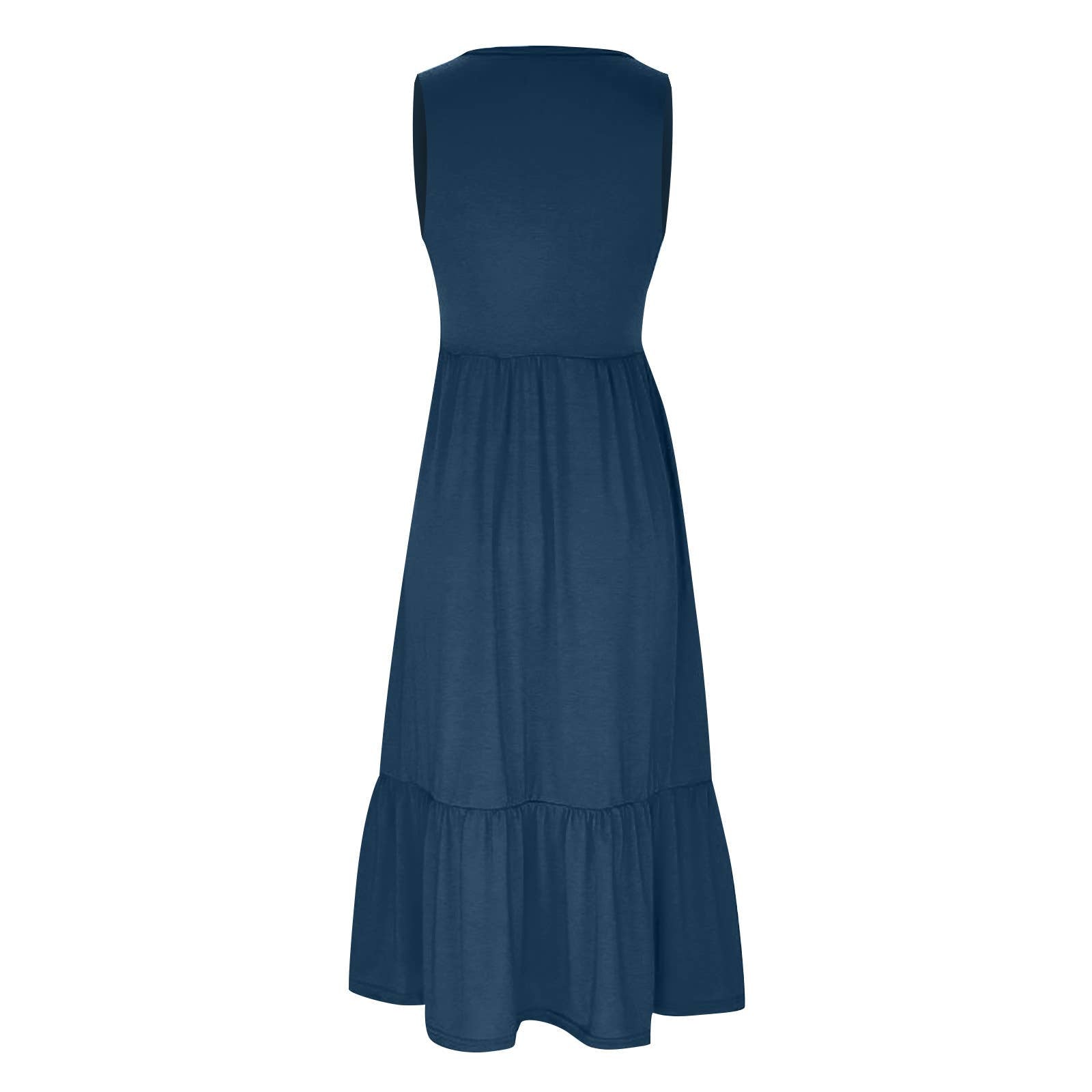 Sweetkama ladies sleeveless midi dress with pockets, simple design, and a flattering fit, perfect for casual and summer wear.