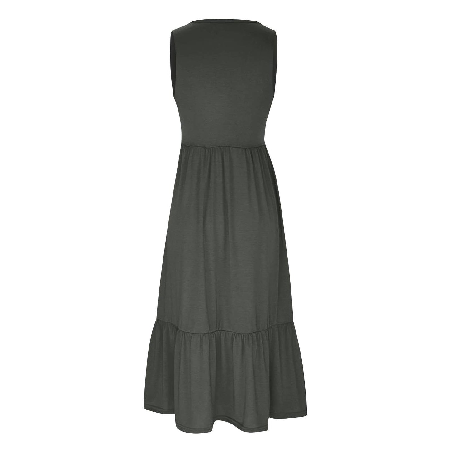 Sweetkama ladies sleeveless midi dress with pockets, simple and elegant design, shown in a natural fabric and comfortable fit.