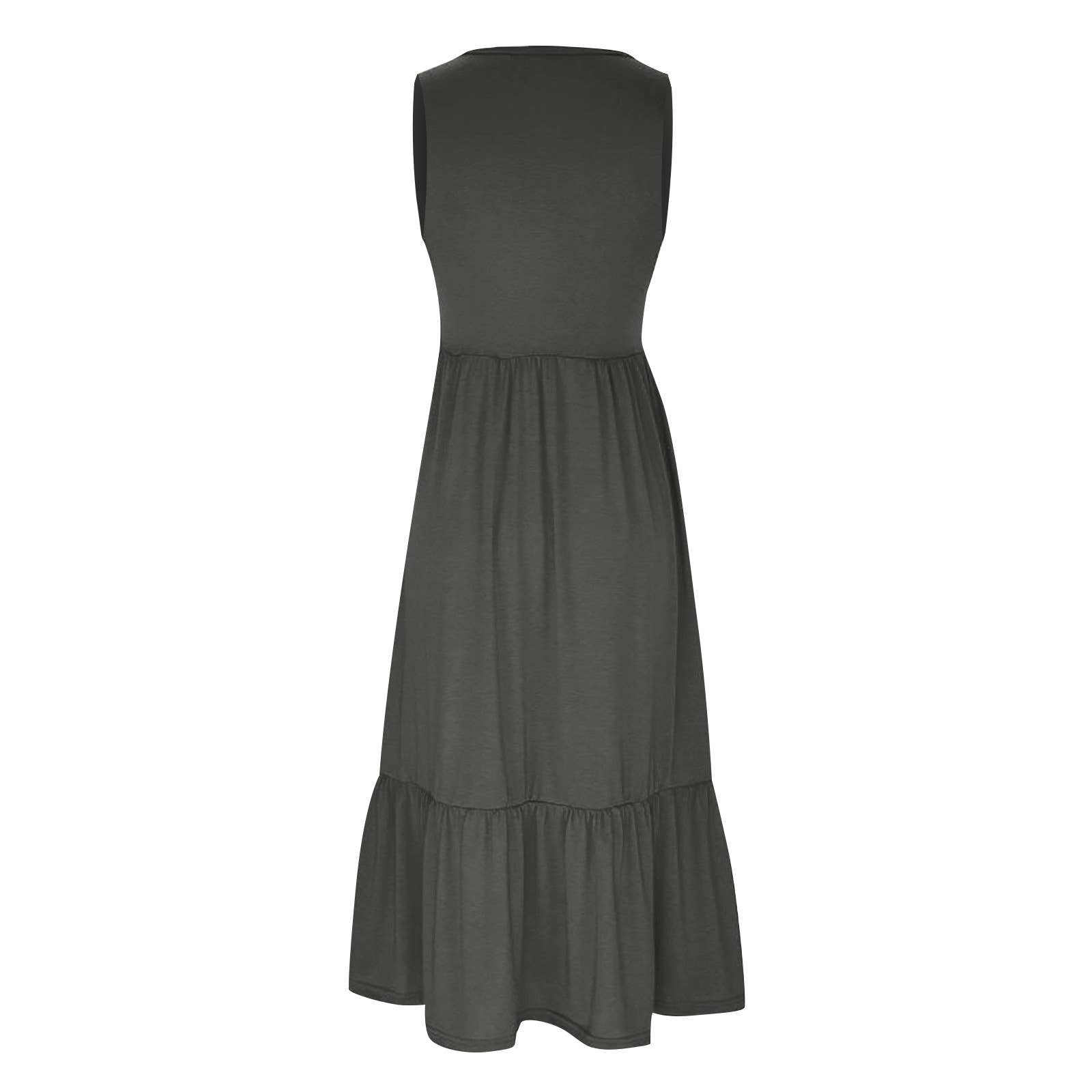 Sweetkama ladies sleeveless midi dress with pockets, simple and elegant design, shown in a natural fabric and comfortable fit.