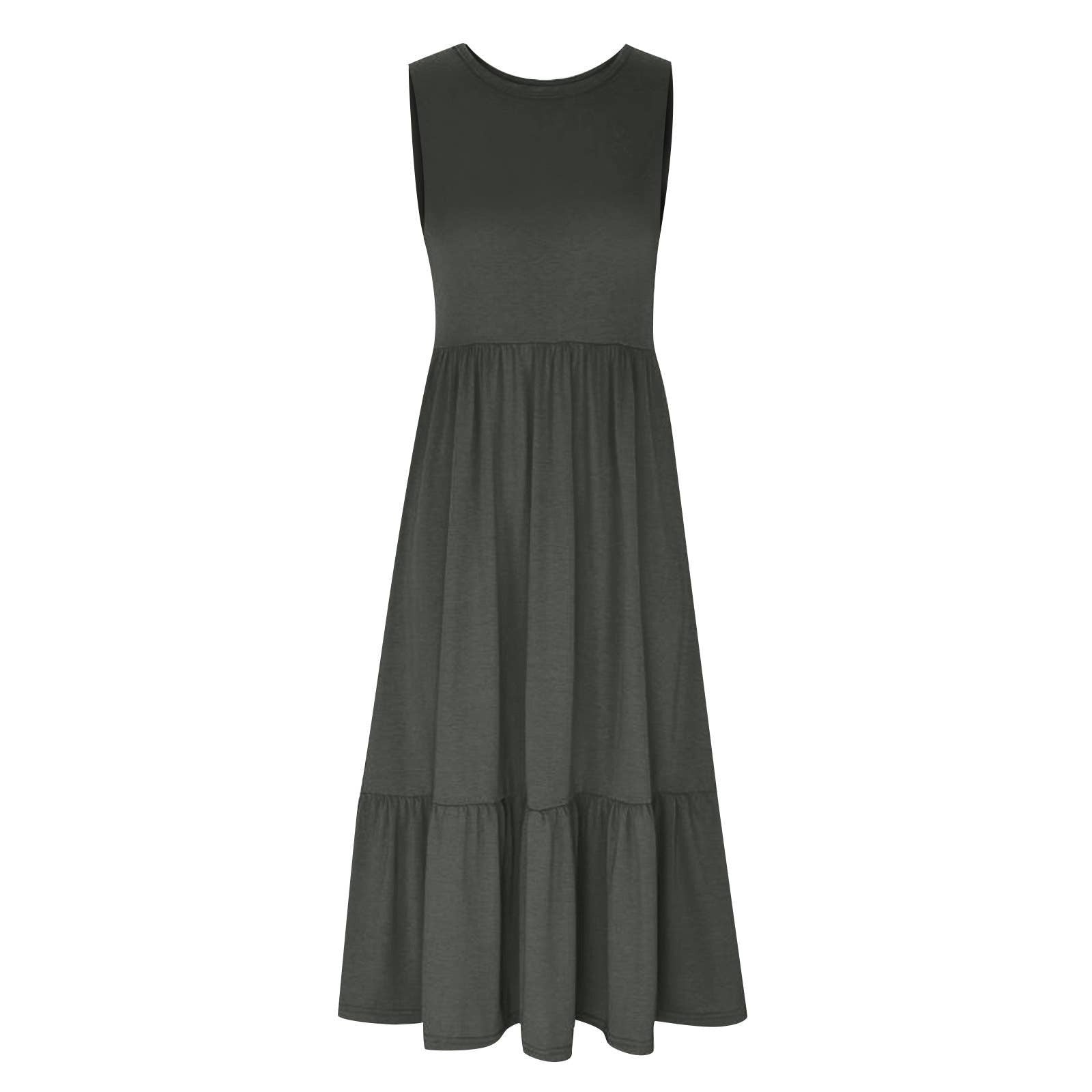 Ladies sleeveless midi dress with pockets by Sweetkama, featuring a simple, elegant design perfect for casual or summer wear.
