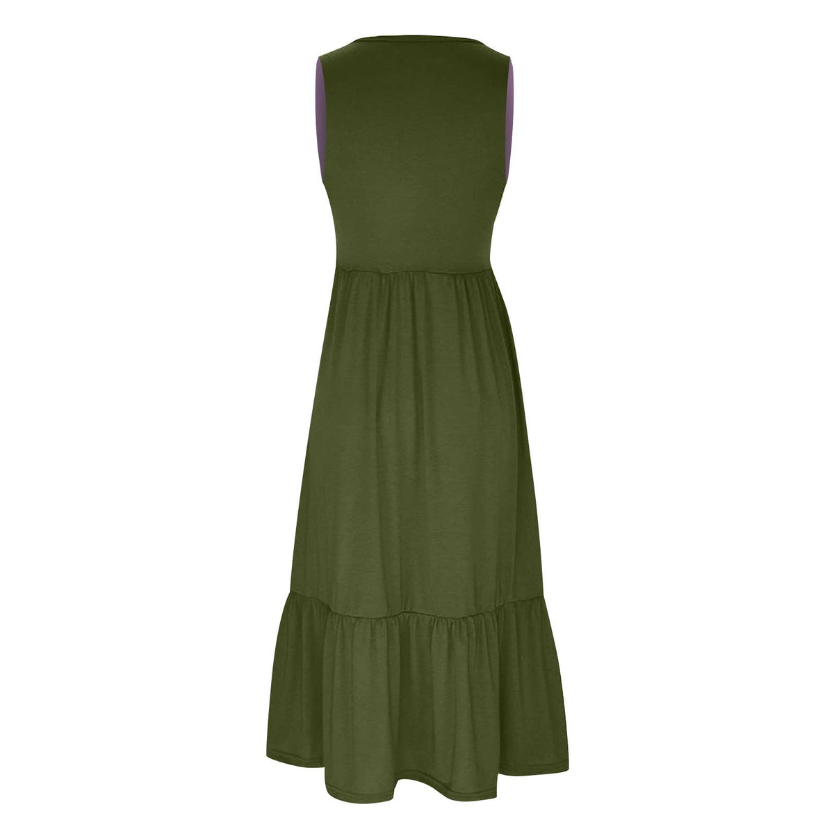 Sweetkama ladies sleeveless midi dress with pockets, simple design, featuring a relaxed fit and knee-length silhouette.