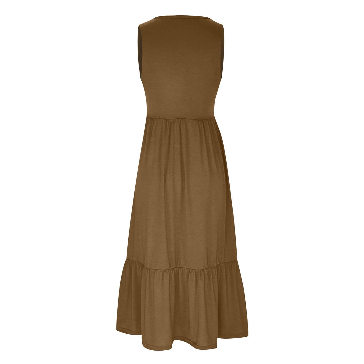 Sweetkama ladies sleeveless midi dress with pockets, simple design, lightweight fabric, and a relaxed fit, perfect for casual occasions.
