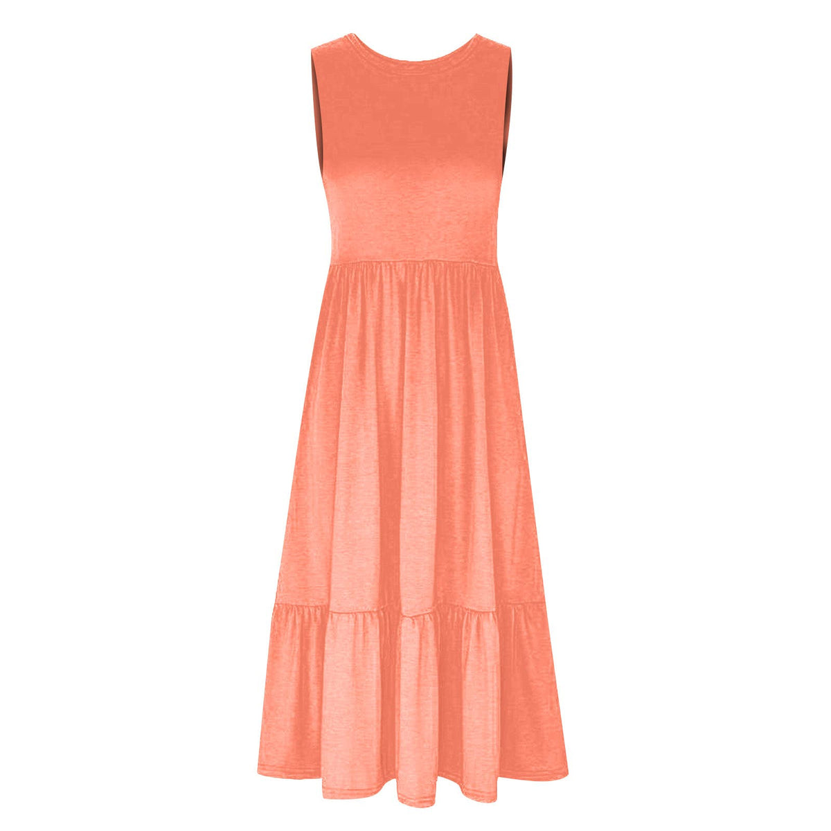 Sweetkama ladies sleeveless midi dress with pockets, simple design in a flattering fit, shown on a model in a neutral setting.