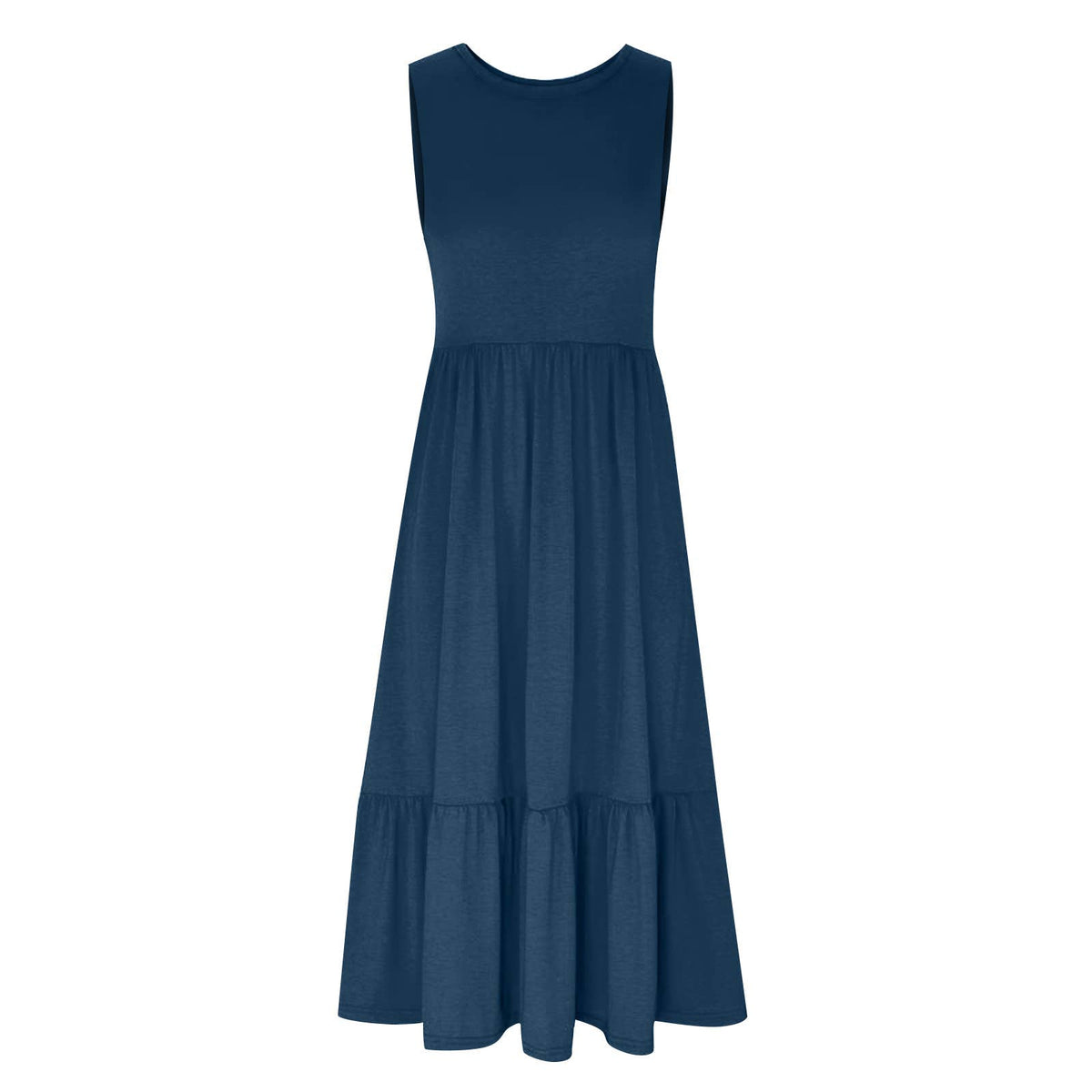 Ladies sleeveless midi dress with pockets by Sweetkama, featuring a simple, elegant design perfect for casual or semi-formal wear.